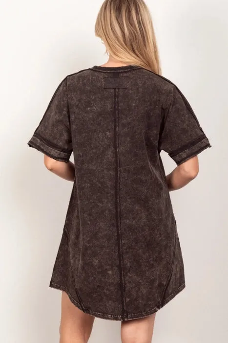 Oversized Washed T-Shirt Knit Dress