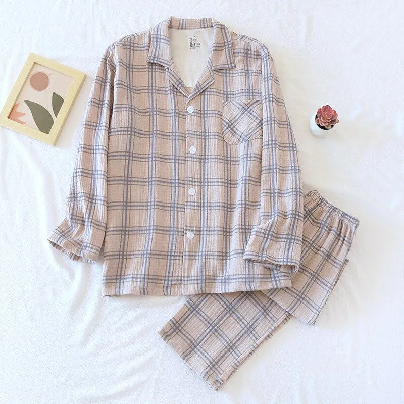 Triple Cross Strips Men's Pajamas Set